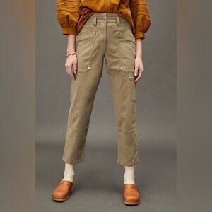 Anthropologie Maeve Turner Utility Cargo Pants Womens Green 27P
